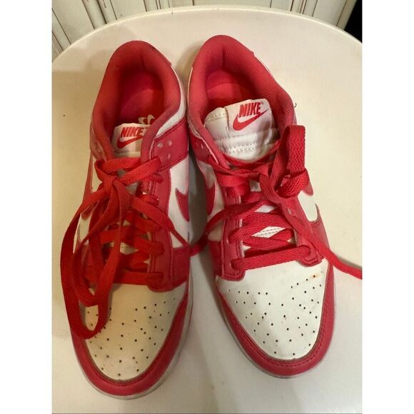 Nike Women's Dunk Low Top Lace Up Leather Sneaker Shoes White Pink Size 8 - Picture 7 of 10